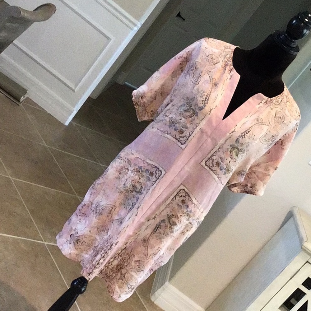 BCBGMAXAZRIA Harlan split neck dress, side pockets, dusty rose, size small